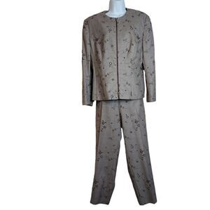 Escada Wool Floral Embroidered Pantsuit